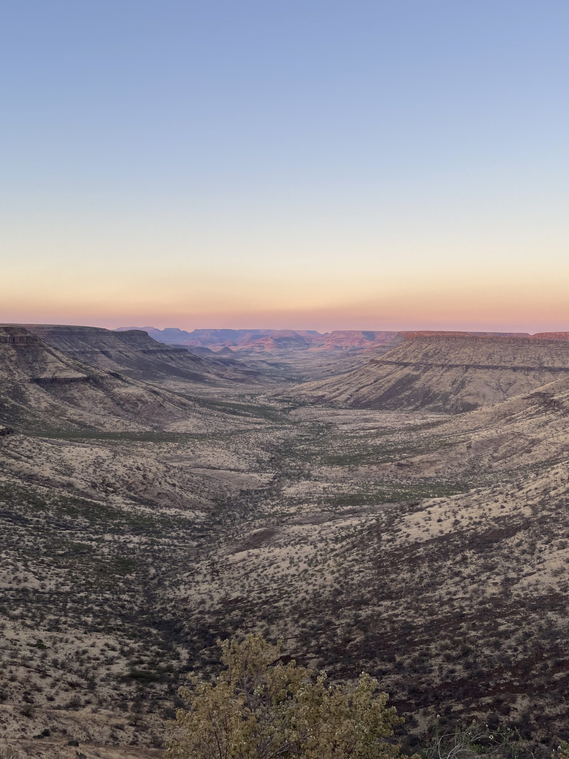 grootberg-tramonto Veduta dalla cima del Damaraland